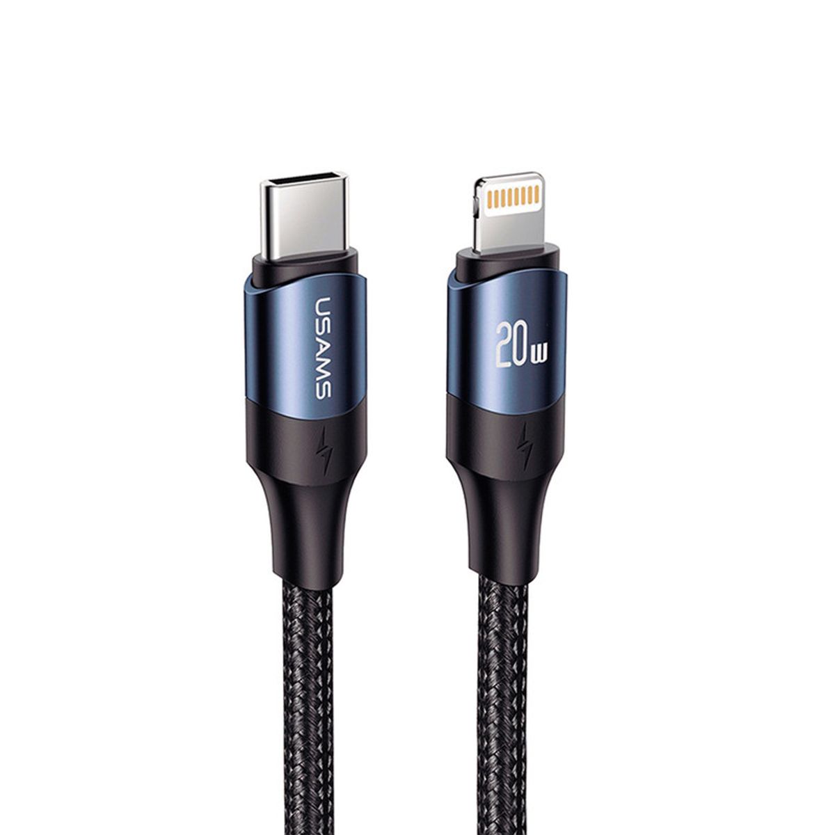 USAMS - Cable celular carga rápida Type-C a iPhone 20W 2m Negro U71