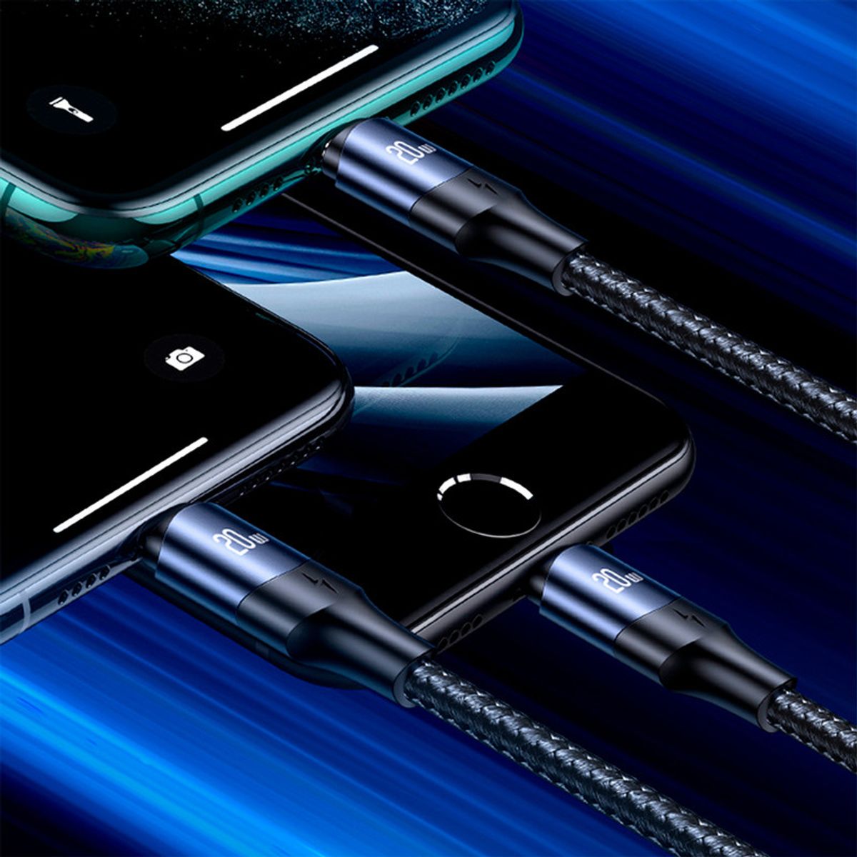 USAMS - Cable celular carga rápida Type-C a iPhone 20W 2m Negro U71