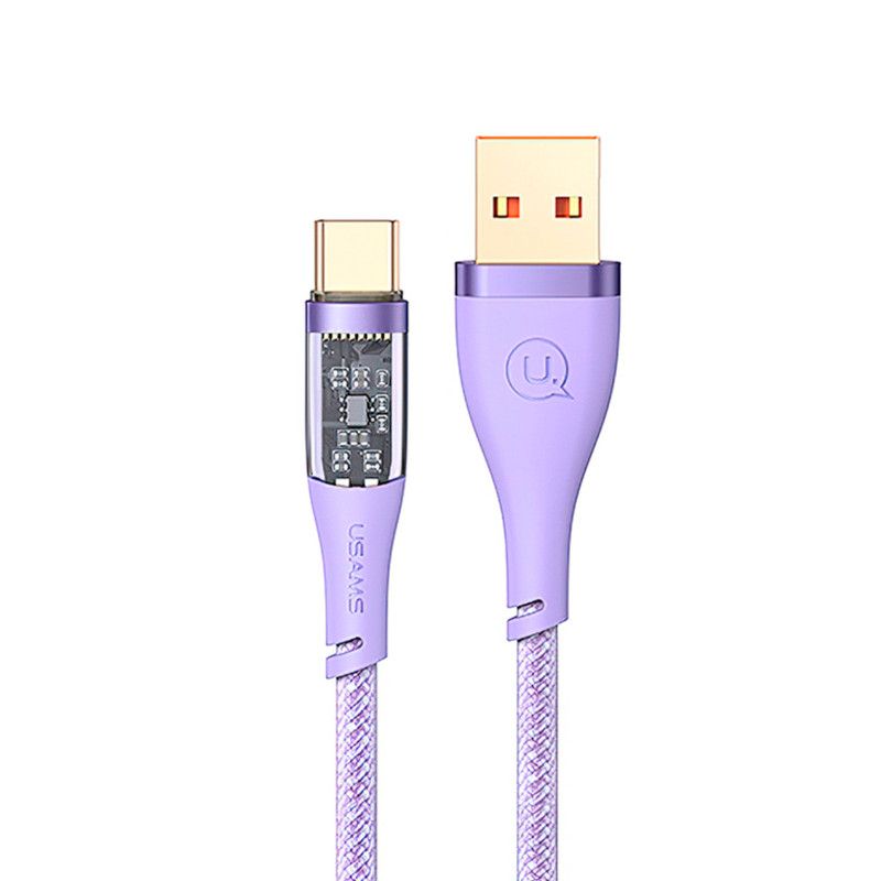 USAMS - Cable celular carga rápida USAMS USB a Type-C 66W 120cm Lila