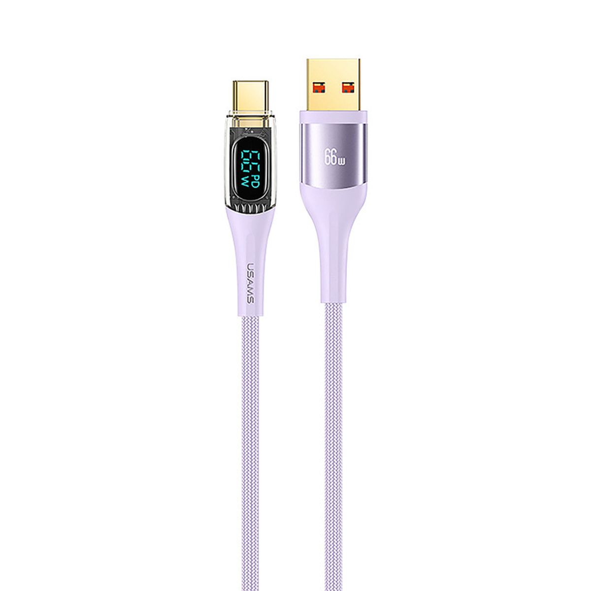 USAMS - Cable celular rápido USAMS USB a TypeC 66w Digital 120cm Lila