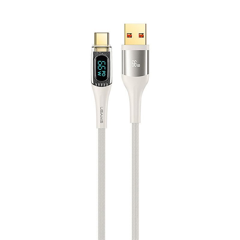 USAMS - Cable celular rápido USAMS USB a Type-C 66w Digital 2m Beige