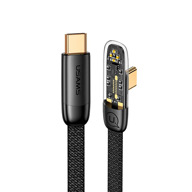 USAMS - Cable celular rápido USAMS Type-C a Type-C PD100w 120cm Negro