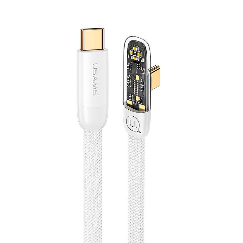 USAMS - Cable celular rápido USAMS Type-C a Type-C 100w 120cm Blanco