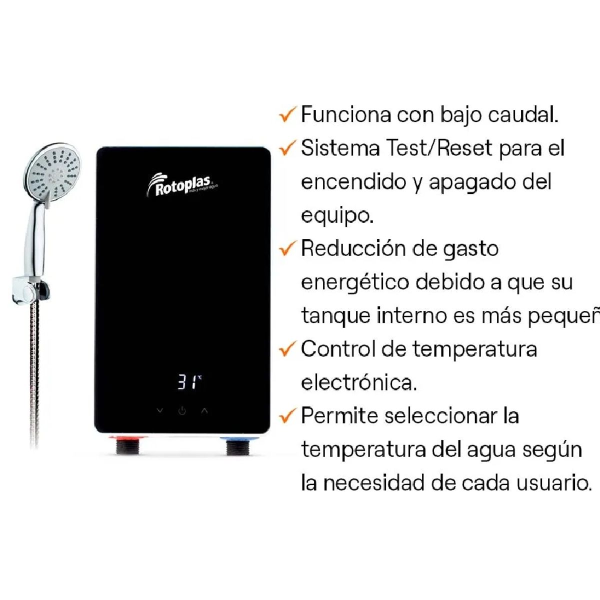 ROTOPLAS - Rapiducha Eléctrica Rotoplas New Compact 4500W Color Negro