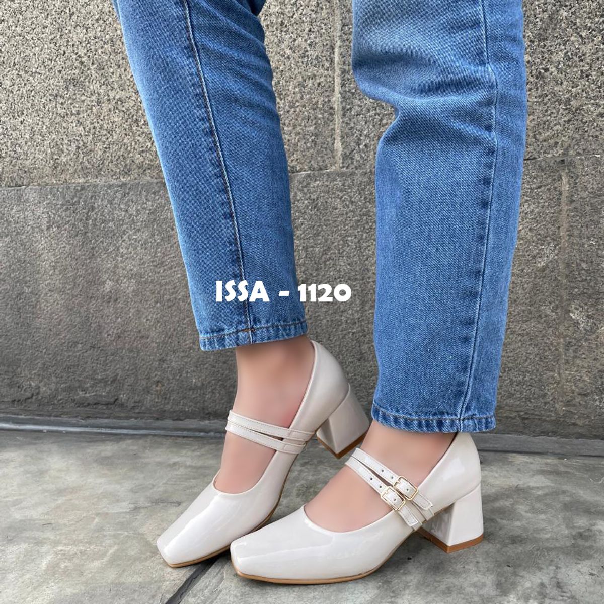 GENERICO - ZAPATOS MARY JANE EN TENDENCIA DE TACO 5 CM EN HUESO CHAROL