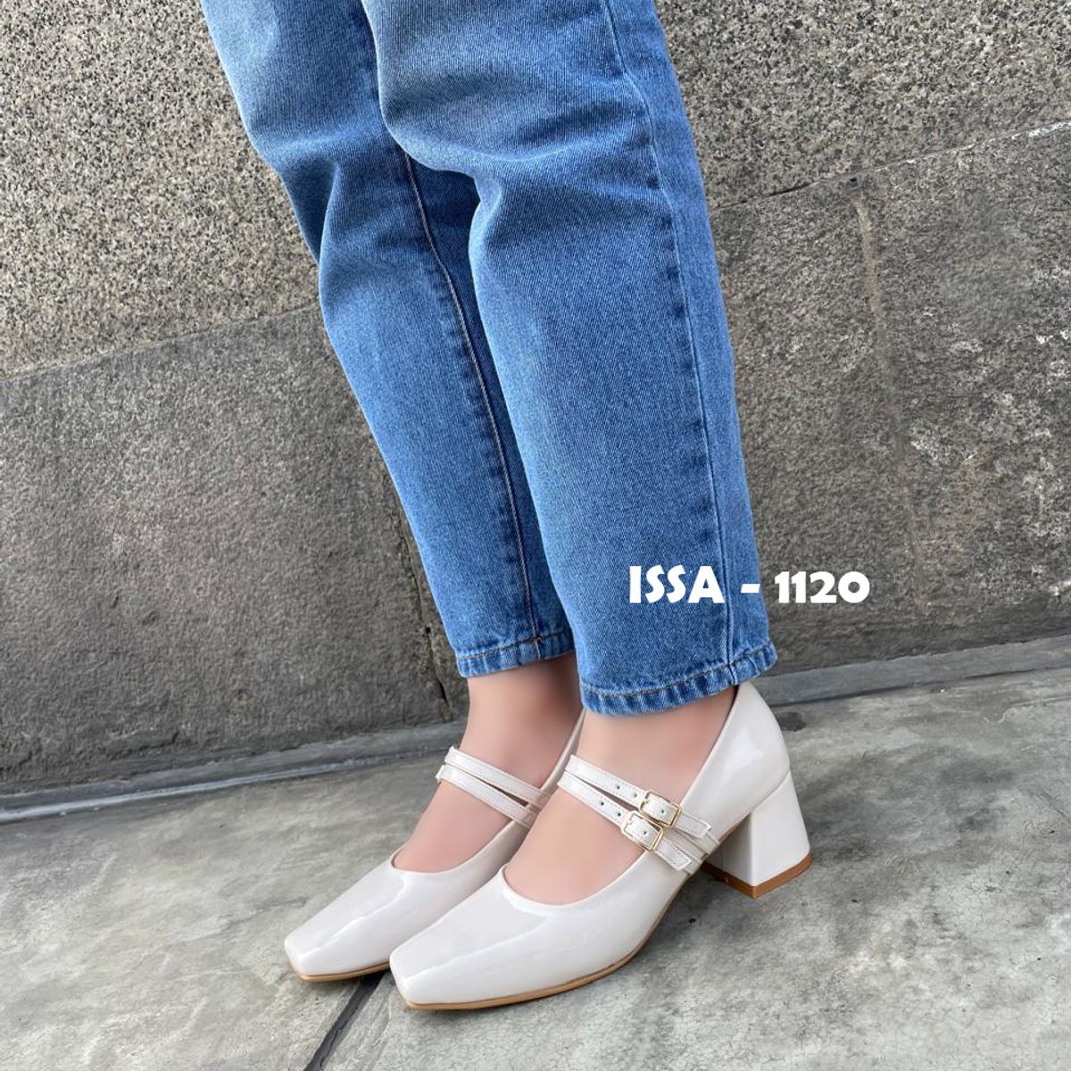 GENERICO - ZAPATOS MARY JANE EN TENDENCIA DE TACO 5 CM EN HUESO CHAROL