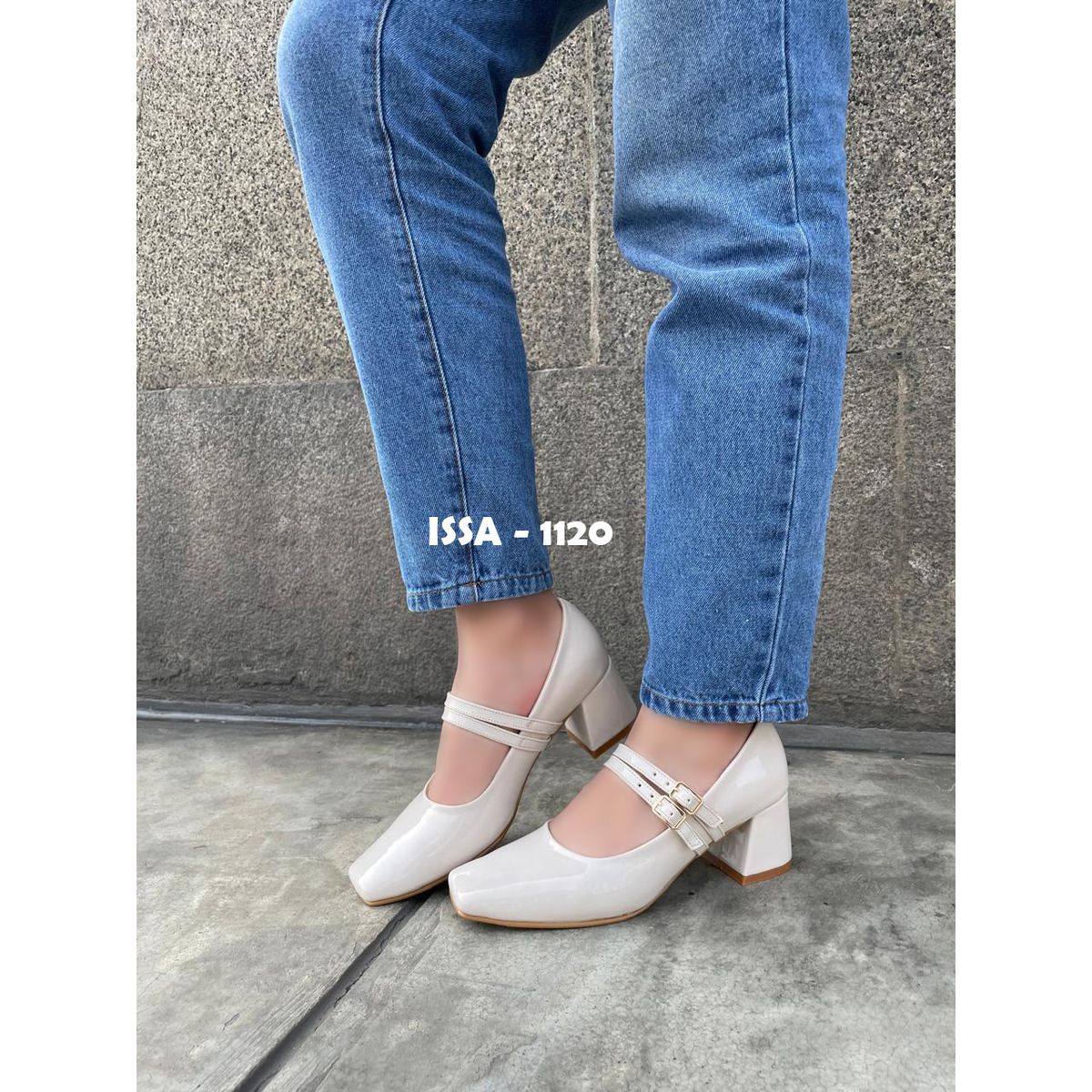 GENERICO - ZAPATOS MARY JANE EN TENDENCIA DE TACO 5 CM EN HUESO CHAROL