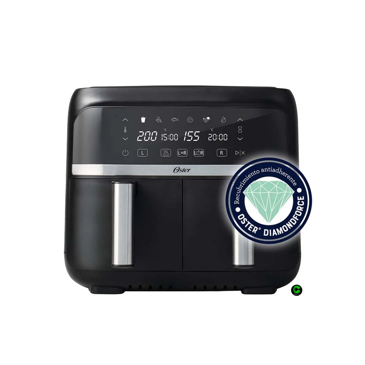 OSTER - Freidora de aire dual Oster® 7.6 L DiamondForce CKSTAF7MCDDF