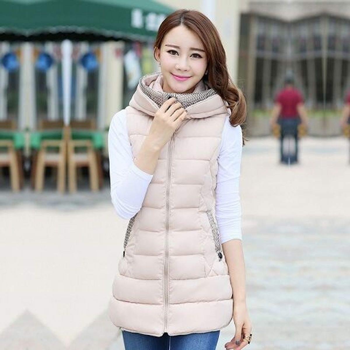 GENERICO - CHALECO CASUAL PARA MUJER CON CAPUCHA DESMONTABLE