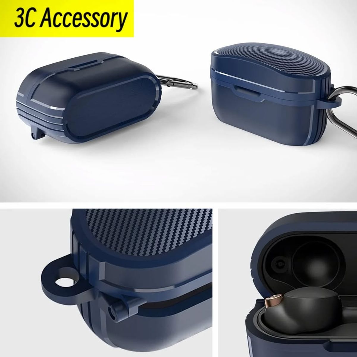 GENERICO - Funda case de fibra de carbono para audifono sony wf-1000xm5 azul