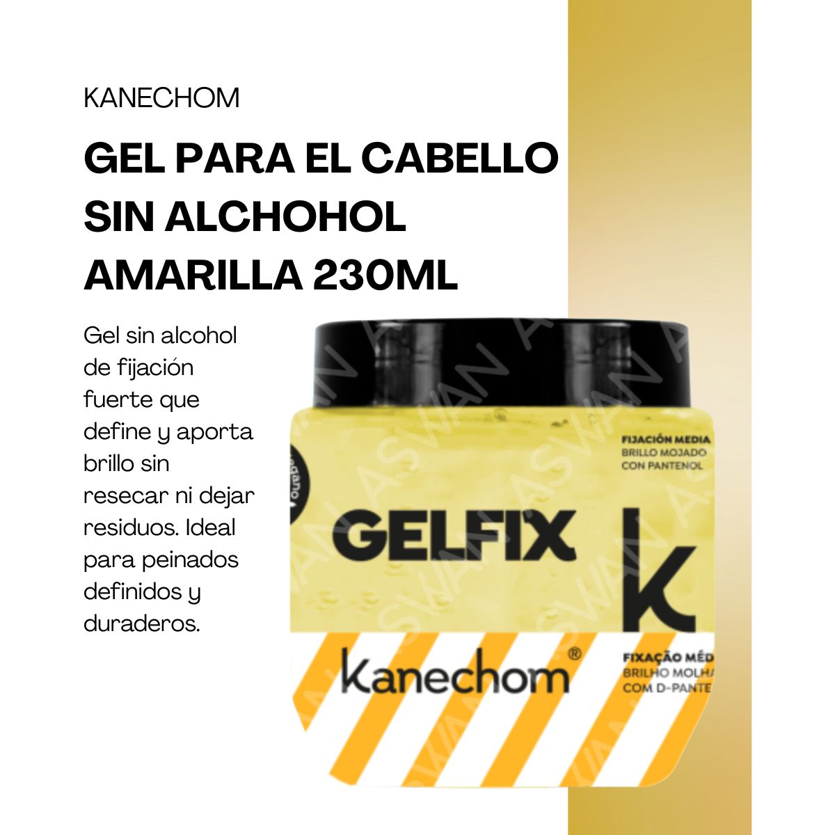 GENERICO - GEL PARA EL CABELLO SIN ALCHOHOL AMARILLA 230ML  - KANECHOM