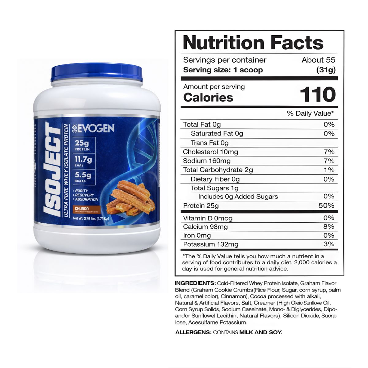 EVOGEN - ISOJECT 3.76 LB Proteina Isolate Evogen - Churro + Creatina Ultimate Nutrition 300 g + Shaker