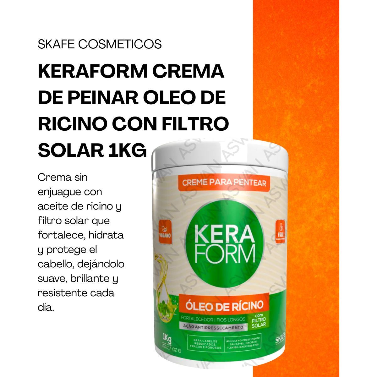 GENERICO - KERAFORM CREMA DE PEINAR OLEO DE RICINO CON FILTRO SOLAR 1KG - SKAFE