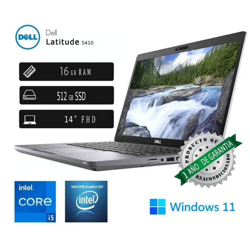 DELL - Laptop Empresarial Dell Latitude 5410 Core i5 10ma 16GB RAM 512GB SSD - Reacondicionado
