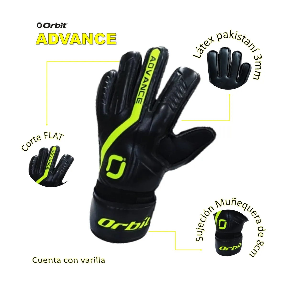 ORBIT - GUANTES DE ARQUERO FÚTBOL CON VARILLA  ADVANCE ORBIT ADULTO