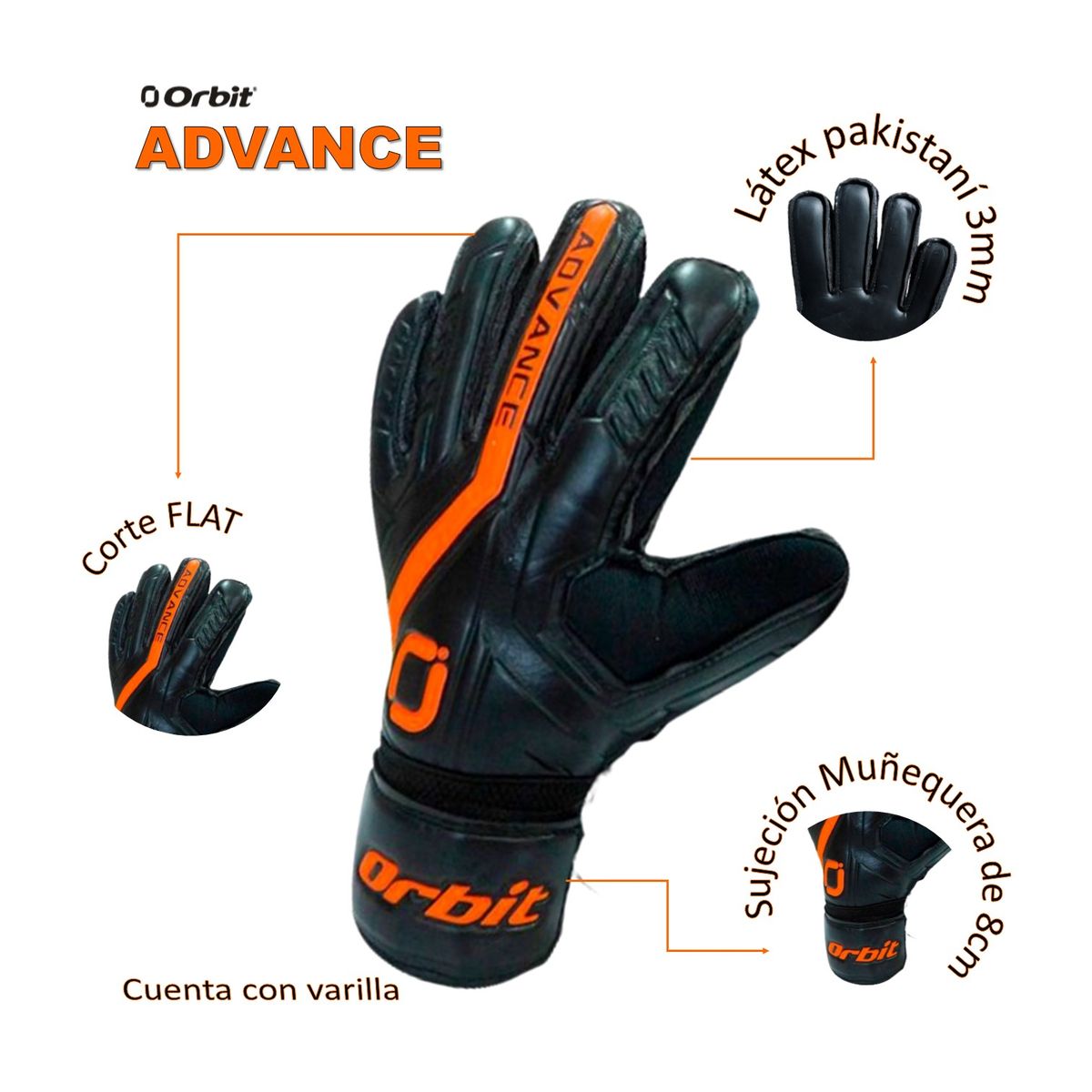 ORBIT - GUANTES DE ARQUERO FÚTBOL CON VARILLA  ADVANCE ORBIT ADULTO