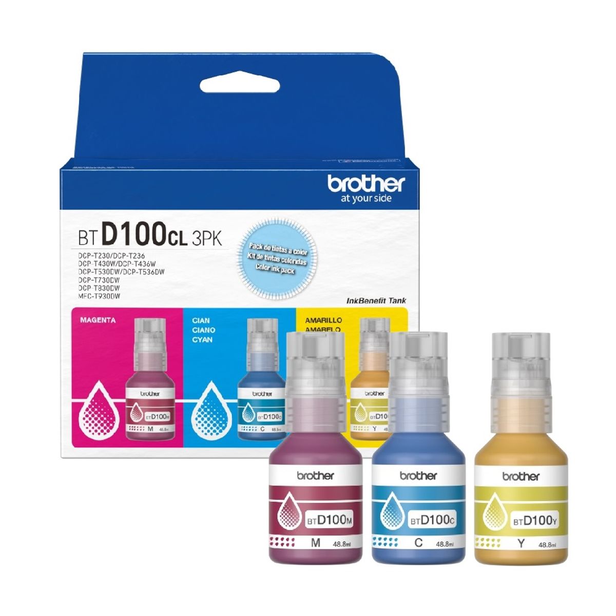 BROTHER - Tinta Brother Colores Magenta Cyan Yellow 488ml - BTD100CL3PK