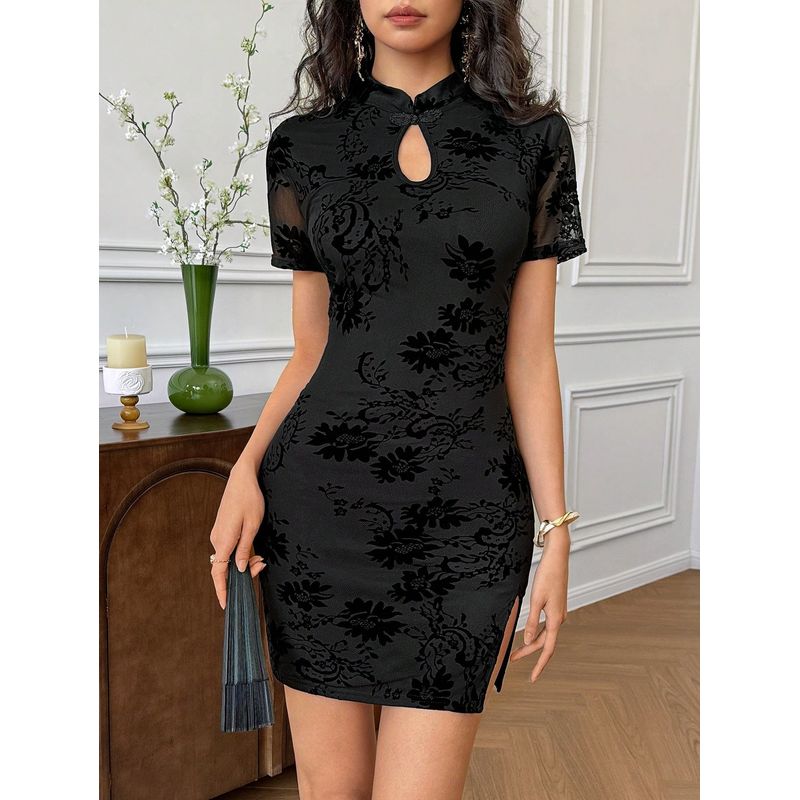 GENERICO - VESTIDO  LOLITAS QUIPAO NEGRO CON MANGA