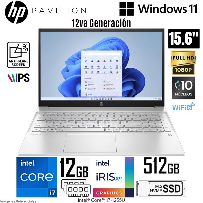 HP - Laptop HP Pavilion 15-EG2506LA Intel Core i7-1255U 12GB RAM 512GB SSD 15.6"  FHD Plateado