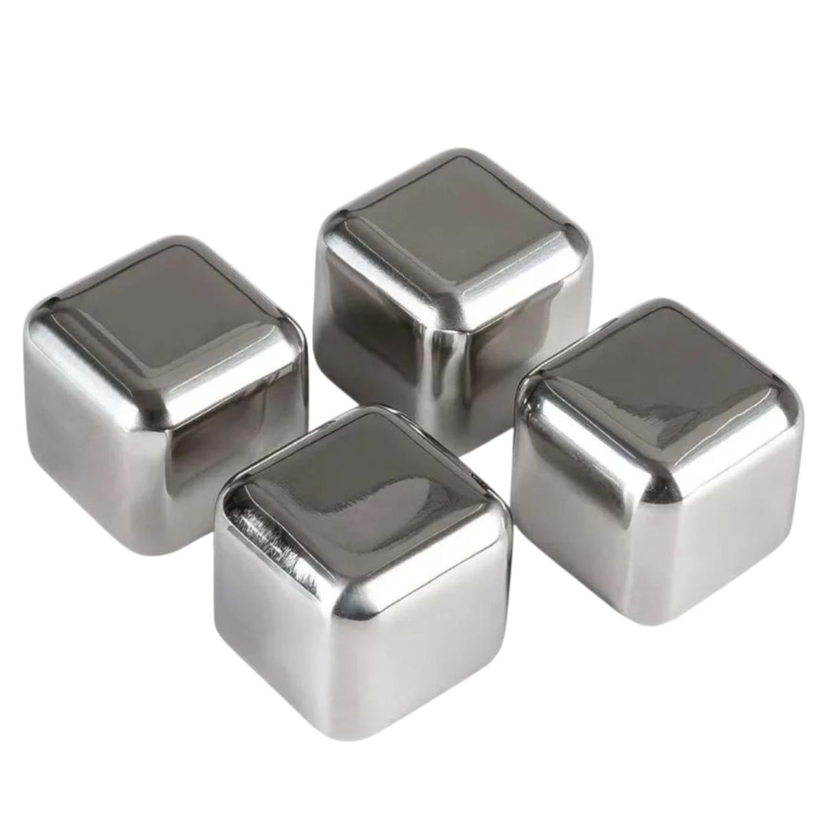 WELL BEING - Set de 4 Hielos de Acero Inoxidable – Mantén tu Bebida Fría y Pura