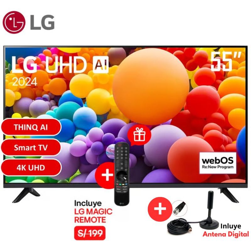LG - Televisor LG 55 Pulgadas UHD 4K WebOS 55UT7300PSA + Antena Digital + Control Magic