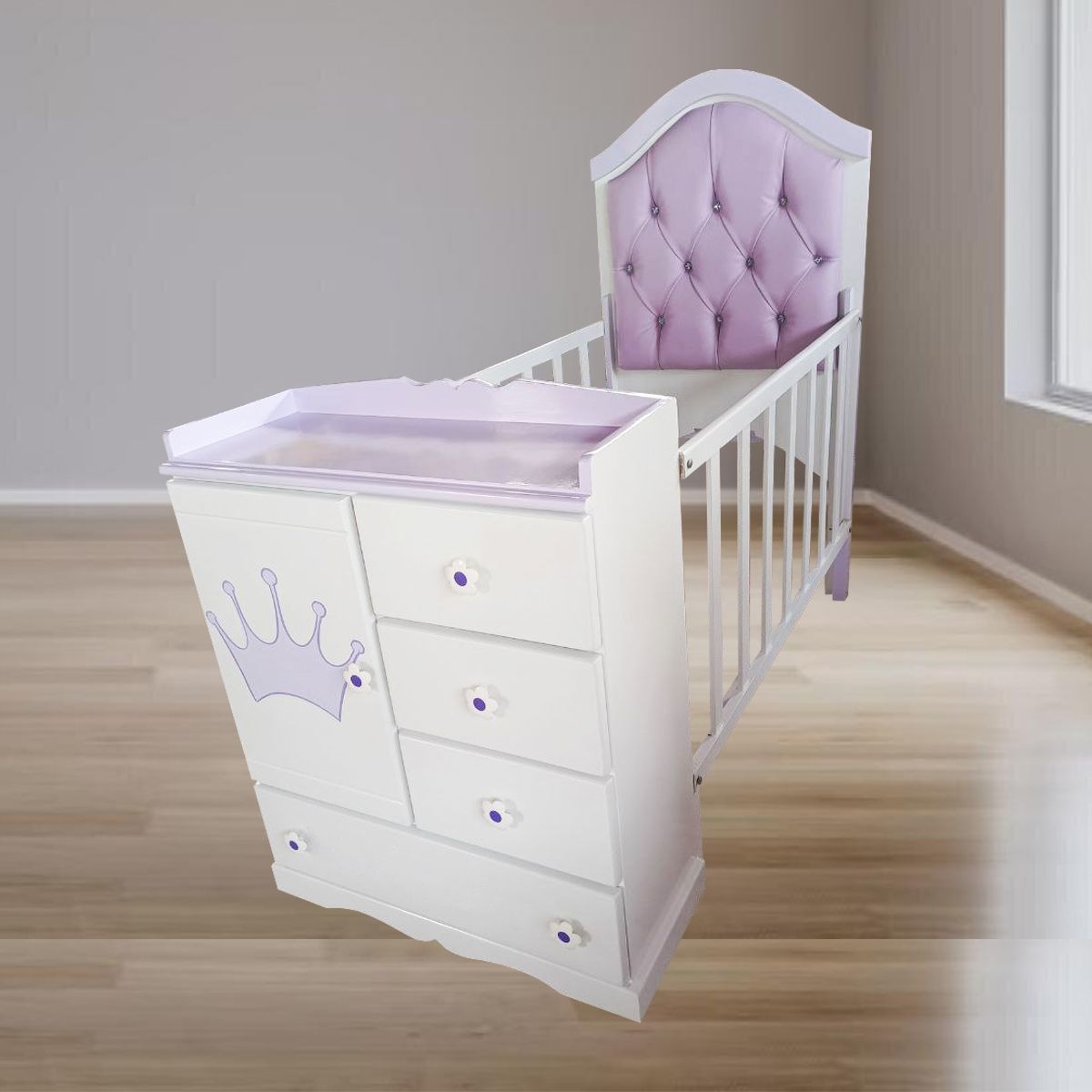 GENERICO - CUNA MULTICUNA BEBE LILA Y BLANCO