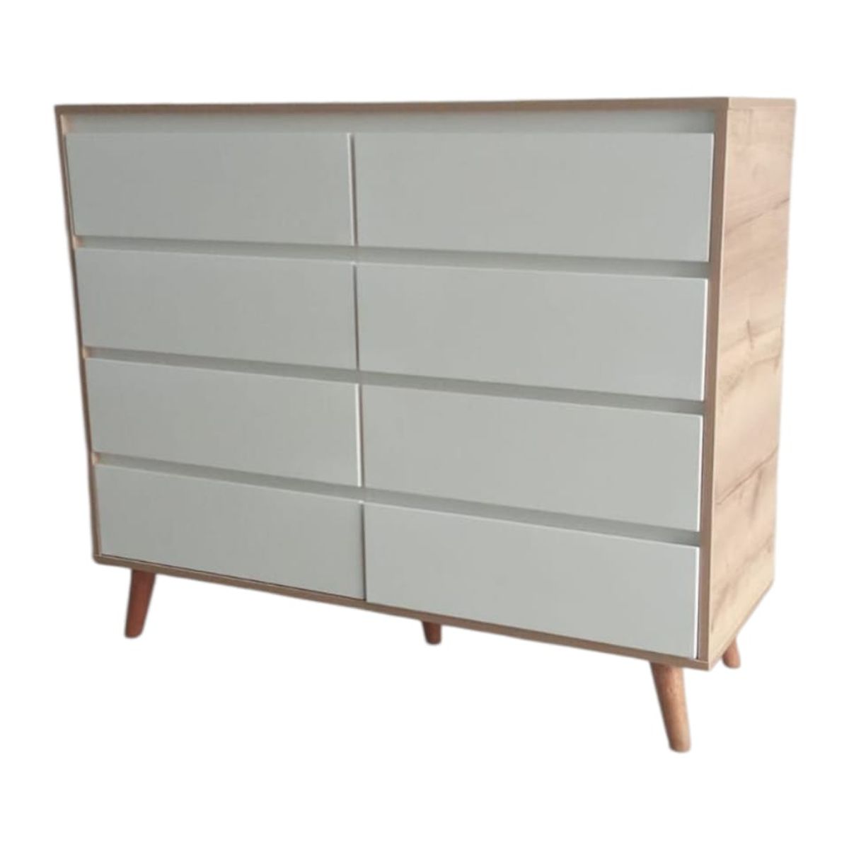 GENERICO - Cómoda Vintaje Duna de 8 Cajones con Frente Blanco (Melamina)