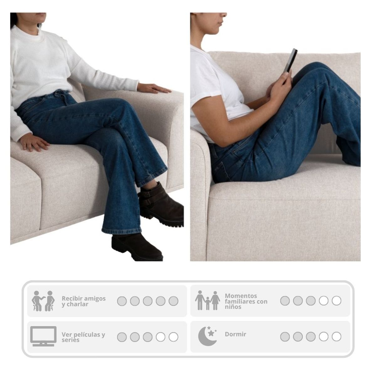 NIHM - Sofá Viko de Tela Beige