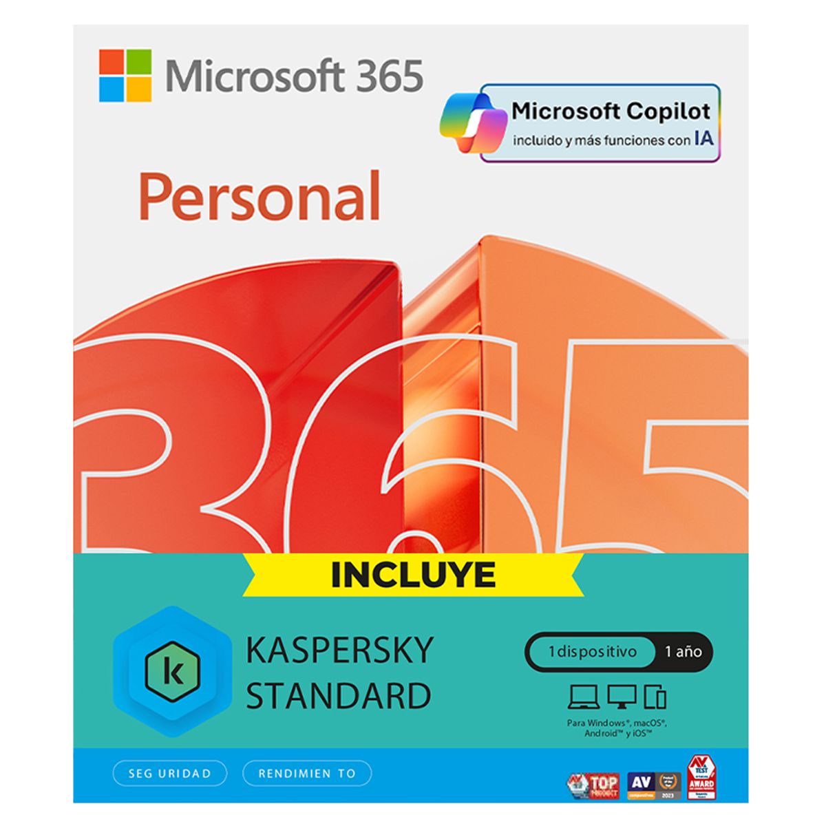 MICROSOFT - MICROSOFT 365 PERSONAL IA COPILOT +ANTIVIRUS KASPERSKY LICENCIA FISICA