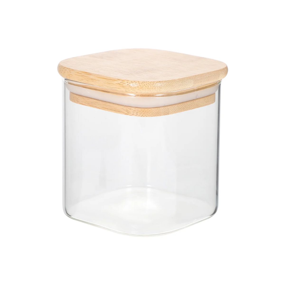 INSPIRA - Frasco Cuadrado de Vidrio Borosilicato con Tapa de Bambú 600 ml