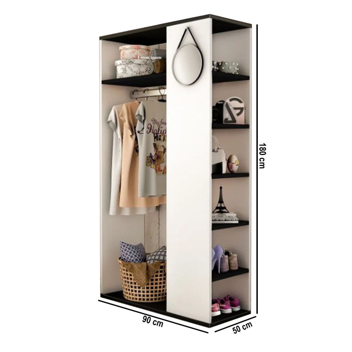 NACION MUEBLES - CLOSET ORGANIZADOR VENUS BLANCO Y NEGRO NACION MUEBLES