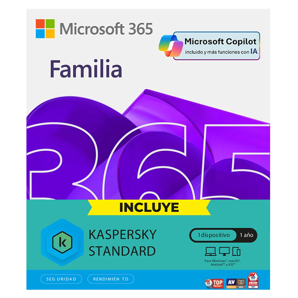 MICROSOFT - MICROSOFT 365 FAMILIA IA COPILOT +ANTIVIRUS KASPERSKY LICENCIA FISICA