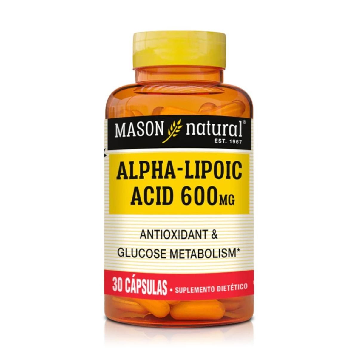 VITAMINA - Ácido Alfa Lipoico 600 mg (30 Cápsulas) – Mason Natural