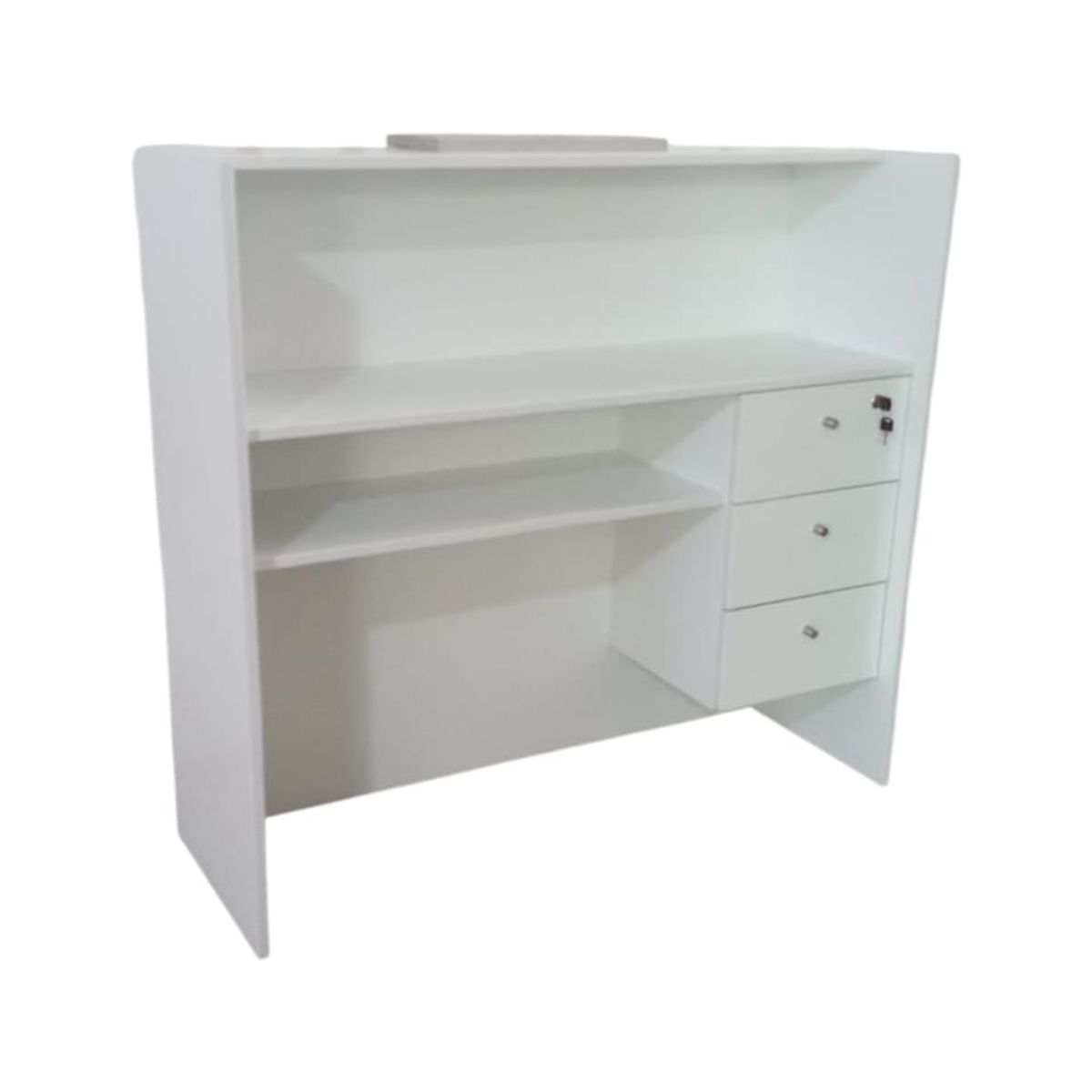 GENERICO - Counter de Recepción "Decorado Ibiza" (Blanco - 3 Gavetas)