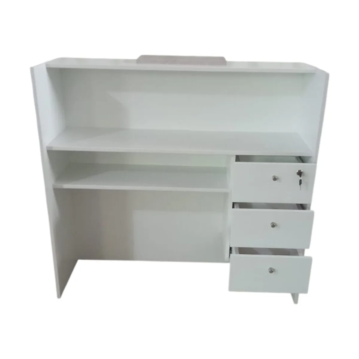 GENERICO - Counter de Recepción "Decorado Ibiza" (Blanco - 3 Gavetas)