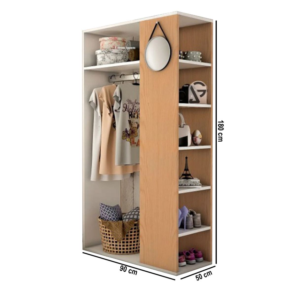 NACION MUEBLES - CLOSET ORGANIZADOR VENUS NACION MUEBLES BLANCO Y ROBLE