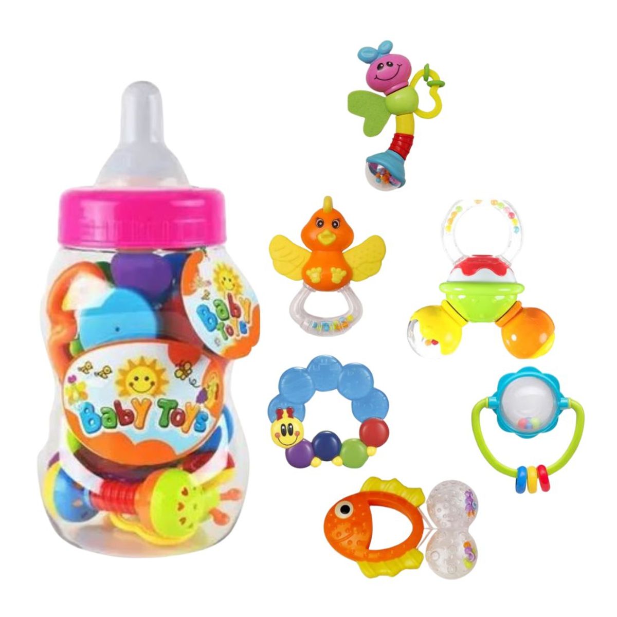 GENERICO - Juguete Biberon Con Sonajeros Molares Para Bebé Mediano