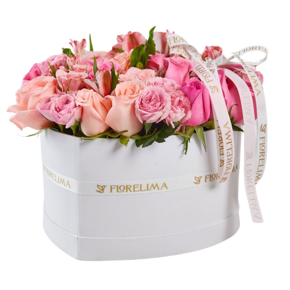 GENERICO - Box Corazón - Rosas Mini Rosas y Astromelias