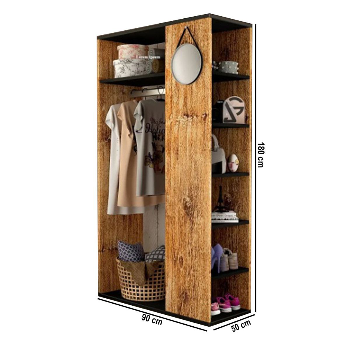NACION MUEBLES - CLOSET ORGANIZADOR VENUS EN MADERA RÚSTICA NACIÓN MUEBLES