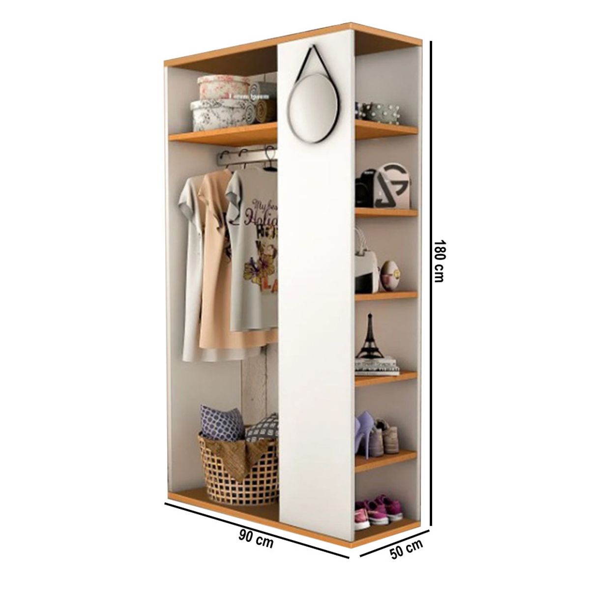 NACION MUEBLES - CLOSET ORGANIZADOR VENUS BLANCO Y MADERA CLARA NACIÓN MUEBLES