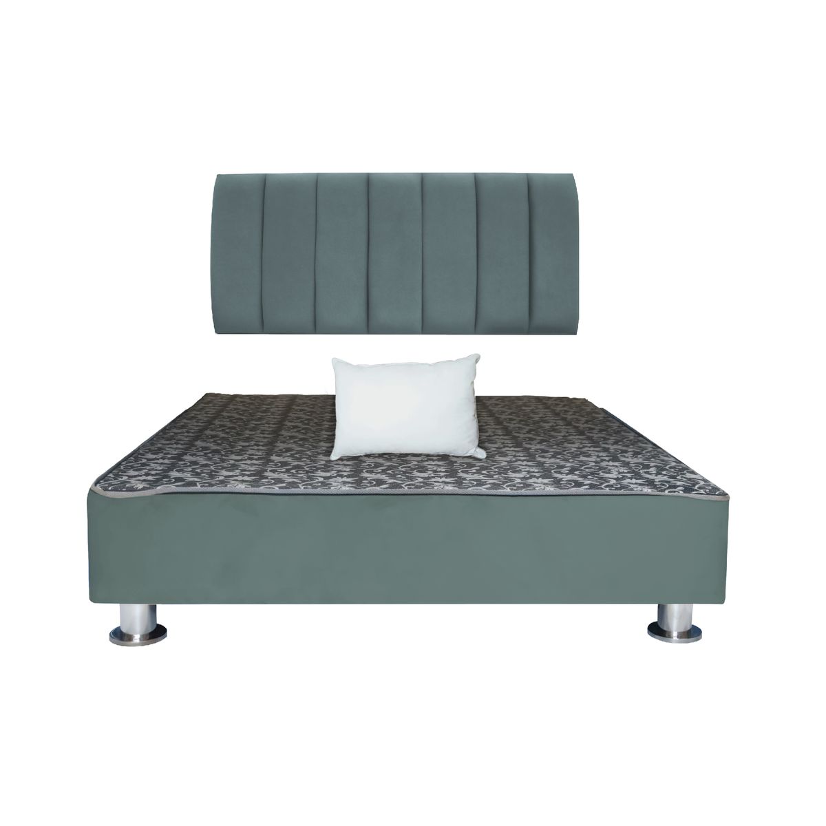 MUEBLES MACRUMO - Cama tapizada Aurea + almohada - 1.5 Plz - Color Gris oscuro