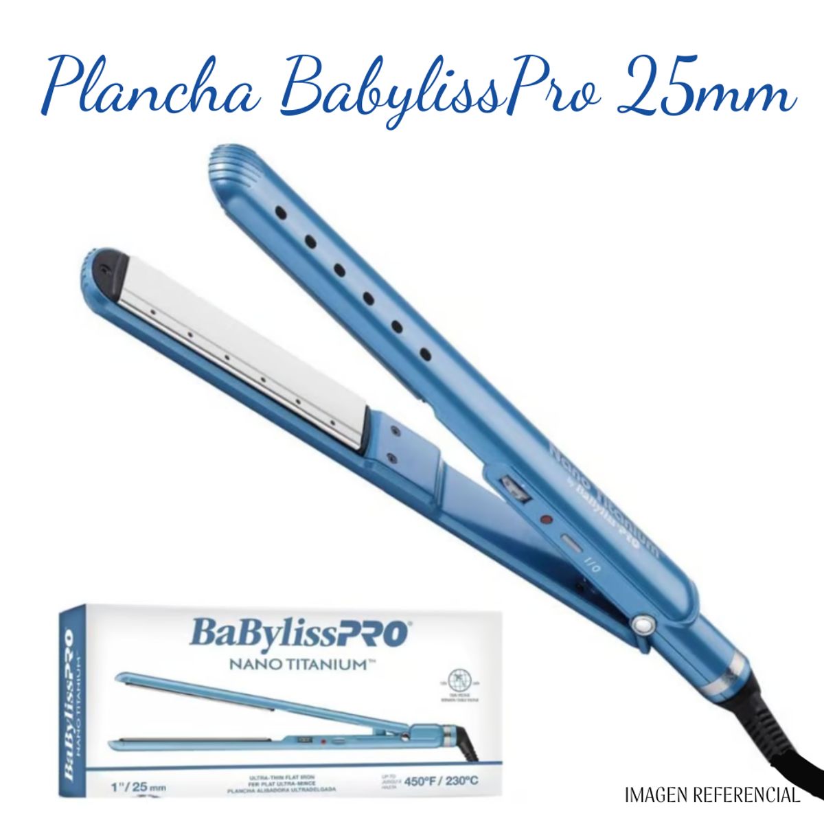 Babyliss Pro - Plancha Alisadora Babyliss Pro Nano Titanium Wet  Dry Placa Brillante 25mm