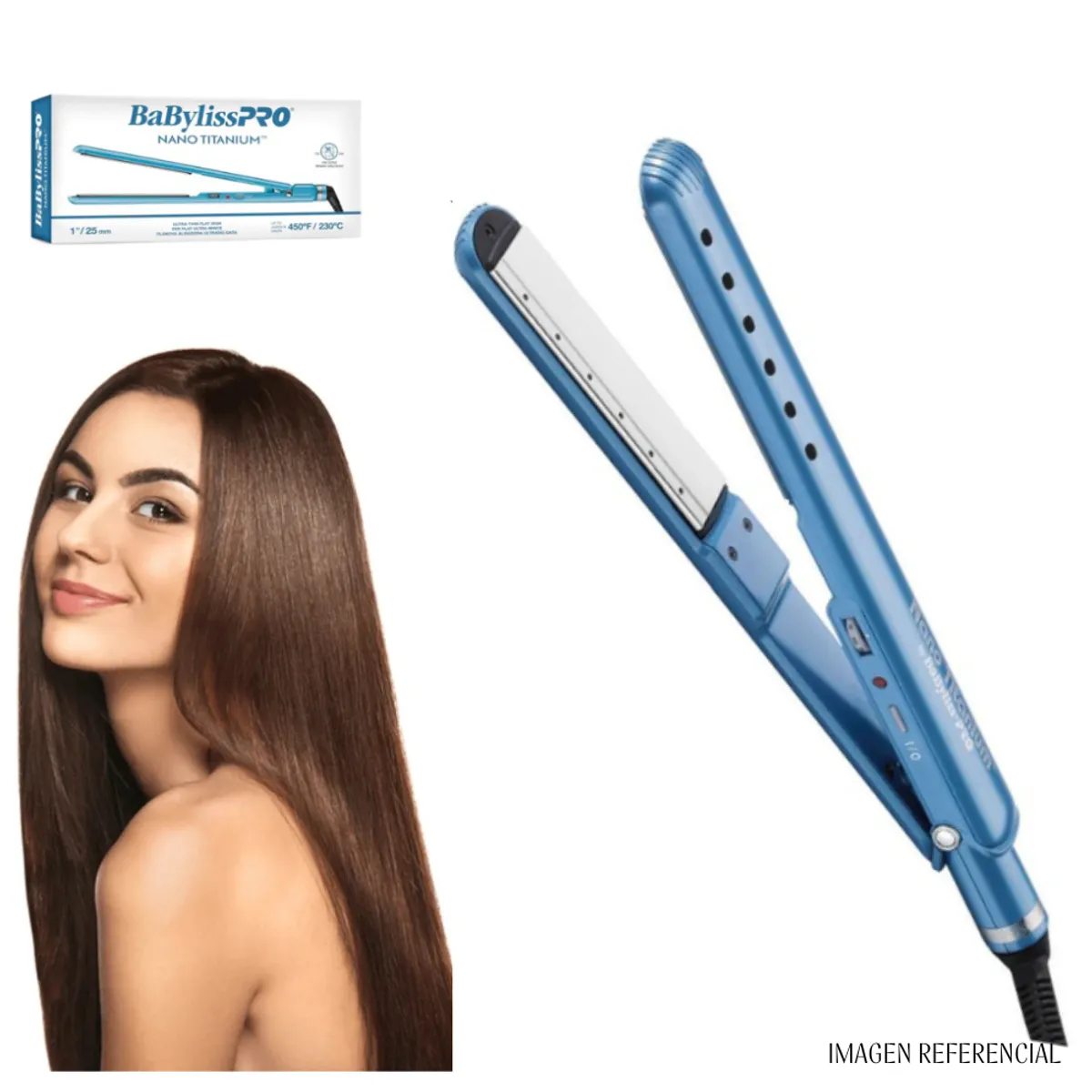 Babyliss Pro - Plancha Alisadora Babyliss Pro Nano Titanium Wet  Dry Placa Brillante 25mm