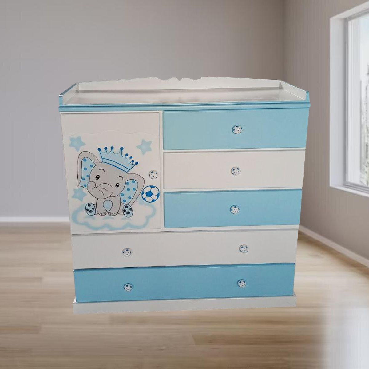 GENERICO - COMODA GRANDE CELESTE ELEFANTE