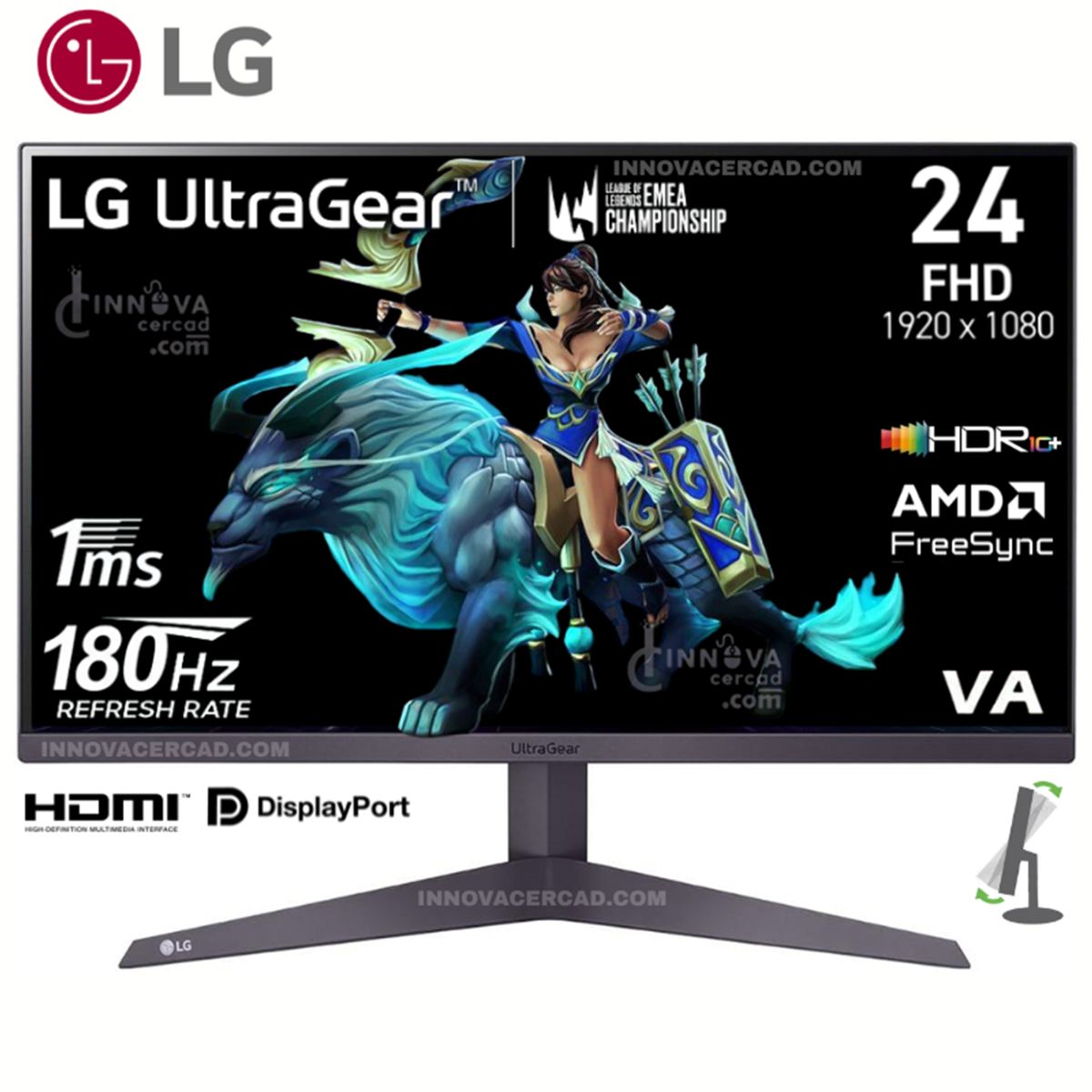LG - Monitor Gaming LG UltraGear 24GS50F-B 24 VA FHD 180Hz 1ms