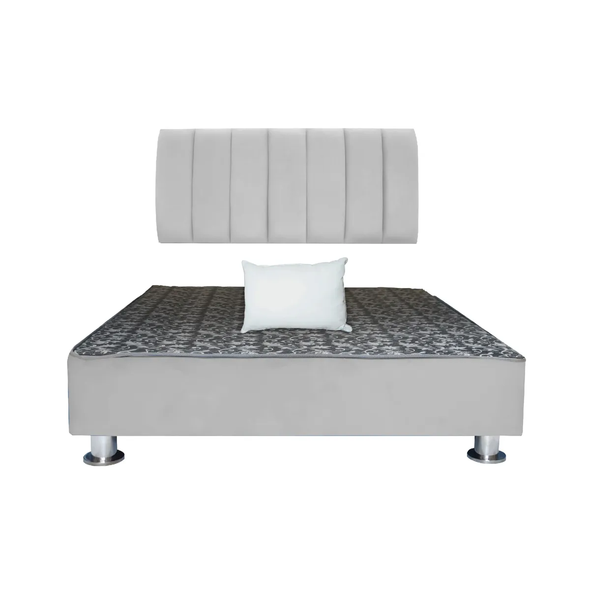 MUEBLES MACRUMO - Cama tapizada Aurea + almohada - 2 Plz - Color Gris claro