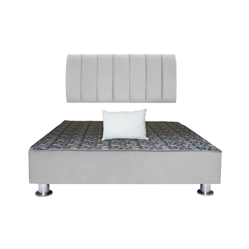 MUEBLES MACRUMO - Cama tapizada Aurea + almohada - 2 Plz - Color Gris claro