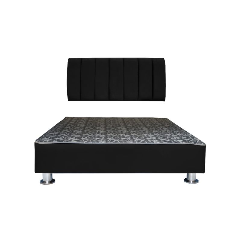 MUEBLES MACRUMO - Cama tapizada Aurea + almohada - 1.5 Plz - Color Negro