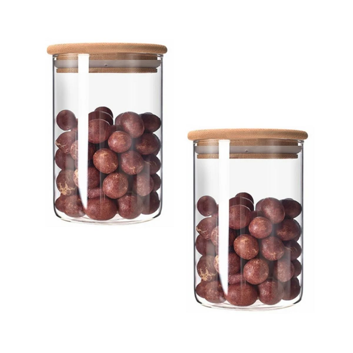 INSPIRA - Set 2 Frascos de Vidrio Borosilicato con Tapa de Bambú 550 ml