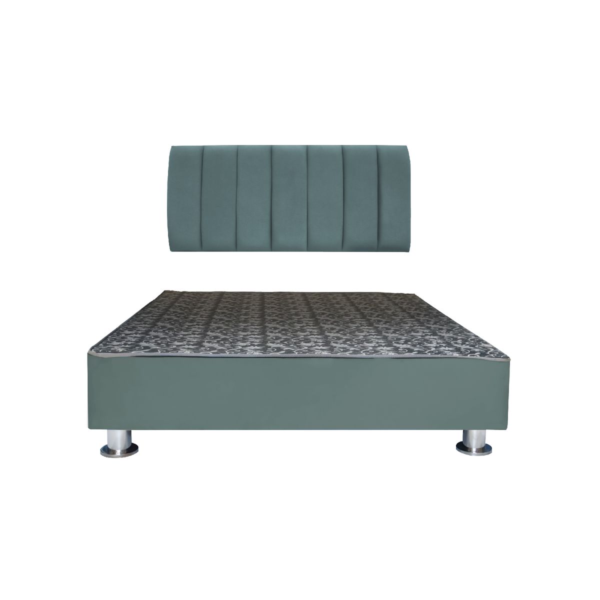 MUEBLES MACRUMO - Cama tapizada Aurea + almohada - Queen - Color Gris oscuro